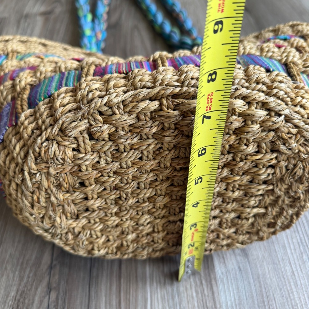 Cappelli Straworld‎ Seagrass Tote Bag Multi-Color Woven Boho Shoulder Bag Summer - Picture 7 of 7